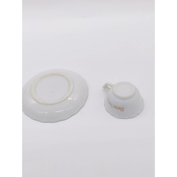 Vintage Sea World Miniature Tea Cup Saucer Plate Set Shamu FL CA OH Circa 1983 - Picture 7 of 9